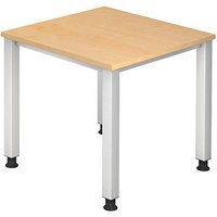 HAMMERBACHER QS08 höhenverstellbarer Schreibtisch ahorn quadratisch, 4-Fuß-Gestell silber 80,0 x 80,0 cm von HAMMERBACHER