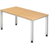 HAMMERBACHER QS16 höhenverstellbarer Schreibtisch ahorn rechteckig, 4-Fuß-Gestell silber 160,0 x 80,0 cm von HAMMERBACHER