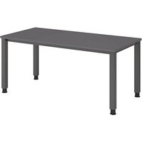 HAMMERBACHER QS16 höhenverstellbarer Schreibtisch grafit rechteckig, 4-Fuß-Gestell grau 160,0 x 80,0 cm von HAMMERBACHER