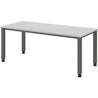 HAMMERBACHER QS19 höhenverstellbarer Schreibtisch lichtgrau rechteckig, 4-Fuß-Gestell grau 180,0 x 80,0 cm von HAMMERBACHER