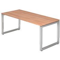 HAMMERBACHER RS19 höhenverstellbarer Schreibtisch nussbaum rechteckig, Kufen-Gestell silber 180,0 x 80,0 cm von HAMMERBACHER