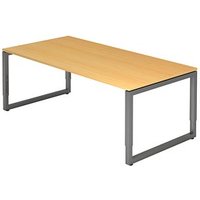 HAMMERBACHER RS2E höhenverstellbarer Schreibtisch buche rechteckig, Kufen-Gestell grau 200,0 x 100,0 cm von HAMMERBACHER