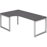 HAMMERBACHER RS82 höhenverstellbarer Schreibtisch grafit L-Form, O-Fuß-Gestell silber 200,0 x 120,0 cm von HAMMERBACHER