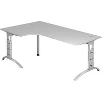 HAMMERBACHER Savona Schreibtisch lichtgrau L-Form, C-Fuß-Gestell silber 200,0 x 80,0/120,0 cm von HAMMERBACHER