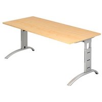 HAMMERBACHER Savona höhenverstellbarer Schreibtisch ahorn rechteckig, C-Fuß-Gestell silber 180,0 x 80,0 cm von HAMMERBACHER