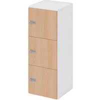 HAMMERBACHER Schließfachschrank weiß, eiche V234L3/W/E/ZS, 3 Schließfächer 40,0 x 42,0 x 110,0 cm von HAMMERBACHER