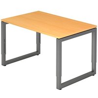 HAMMERBACHER Unni SE1 höhenverstellbarer Schreibtisch buche rechteckig, Kufen-Gestell grau 120,0 x 80,0 cm von HAMMERBACHER