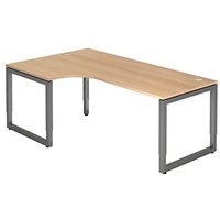 HAMMERBACHER Unni SE1 höhenverstellbarer Schreibtisch eiche L-Form, Kufen-Gestell grau 200,0 x 120,0 cm von HAMMERBACHER