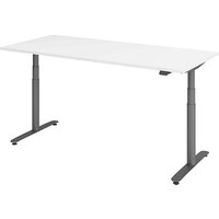 HAMMERBACHER VXDLR19 elektrisch höhenverstellbarer Schreibtisch weiß rechteckig, T-Fuß-Gestell grau 180,0 x 80,0 cm von HAMMERBACHER