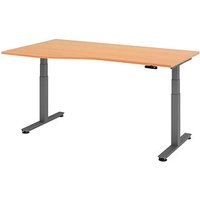 HAMMERBACHER VXDSM18 elektrisch höhenverstellbarer Schreibtisch buche Trapezform, T-Fuß-Gestell grau 180,0 x 100,0 cm von HAMMERBACHER