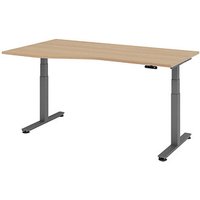 HAMMERBACHER VXDSM18 elektrisch höhenverstellbarer Schreibtisch eiche Trapezform, T-Fuß-Gestell grau 180,0 x 100,0 cm von HAMMERBACHER