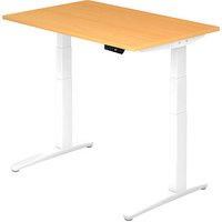 HAMMERBACHER XBHM12 elektrisch höhenverstellbarer Schreibtisch buche rechteckig, C-Fuß-Gestell weiß 120,0 x 80,0 cm von HAMMERBACHER