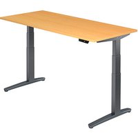 HAMMERBACHER XBHM19 elektrisch höhenverstellbarer Schreibtisch buche rechteckig, C-Fuß-Gestell grau 180,0 x 80,0 cm von HAMMERBACHER