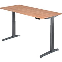 HAMMERBACHER XBHM19 elektrisch höhenverstellbarer Schreibtisch nussbaum rechteckig, C-Fuß-Gestell grau 180,0 x 80,0 cm von HAMMERBACHER