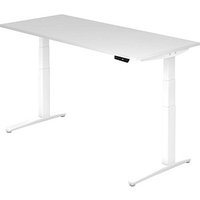 HAMMERBACHER XBHM19 elektrisch höhenverstellbarer Schreibtisch weiß rechteckig, C-Fuß-Gestell weiß 180,0 x 80,0 cm von HAMMERBACHER