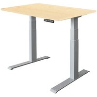 HAMMERBACHER XDKB12 elektrisch höhenverstellbarer Schreibtisch ahorn rechteckig, C-Fuß-Gestell silber 120,0 x 80,0 cm von HAMMERBACHER