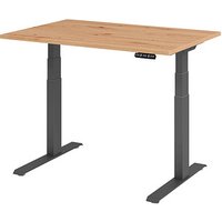 HAMMERBACHER XDKB12 elektrisch höhenverstellbarer Schreibtisch asteiche rechteckig, C-Fuß-Gestell grau 120,0 x 80,0 cm von HAMMERBACHER