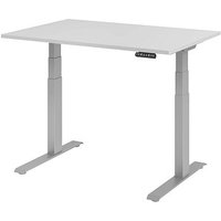 HAMMERBACHER XDKB12 elektrisch höhenverstellbarer Schreibtisch lichtgrau rechteckig, C-Fuß-Gestell silber 120,0 x 80,0 cm von HAMMERBACHER