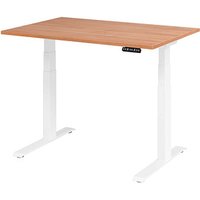 HAMMERBACHER XDKB12 elektrisch höhenverstellbarer Schreibtisch nussbaum rechteckig, C-Fuß-Gestell weiß 120,0 x 80,0 cm von HAMMERBACHER