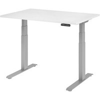 HAMMERBACHER XDKB12 elektrisch höhenverstellbarer Schreibtisch weiß rechteckig, C-Fuß-Gestell silber 120,0 x 80,0 cm von HAMMERBACHER