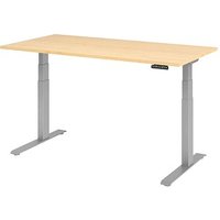 HAMMERBACHER XDKB16 elektrisch höhenverstellbarer Schreibtisch ahorn rechteckig, C-Fuß-Gestell silber 160,0 x 80,0 cm von HAMMERBACHER