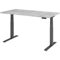 HAMMERBACHER XDKB16 elektrisch höhenverstellbarer Schreibtisch beton rechteckig, C-Fuß-Gestell grau 160,0 x 80,0 cm von HAMMERBACHER