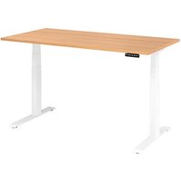 HAMMERBACHER XDKB16 elektrisch höhenverstellbarer Schreibtisch eiche rechteckig, C-Fuß-Gestell weiß 160,0 x 80,0 cm von HAMMERBACHER