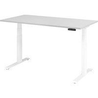 HAMMERBACHER XDKB16 elektrisch höhenverstellbarer Schreibtisch lichtgrau rechteckig, C-Fuß-Gestell weiß 160,0 x 80,0 cm von HAMMERBACHER