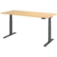 HAMMERBACHER XDKB19 elektrisch höhenverstellbarer Schreibtisch ahorn rechteckig, C-Fuß-Gestell grau 180,0 x 80,0 cm von HAMMERBACHER