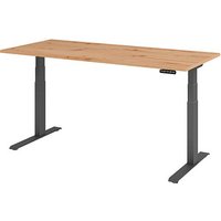 HAMMERBACHER XDKB19 elektrisch höhenverstellbarer Schreibtisch asteiche rechteckig, C-Fuß-Gestell grau 180,0 x 80,0 cm von HAMMERBACHER