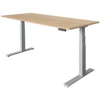 HAMMERBACHER XDKB19 elektrisch höhenverstellbarer Schreibtisch eiche rechteckig, C-Fuß-Gestell silber 180,0 x 80,0 cm von HAMMERBACHER