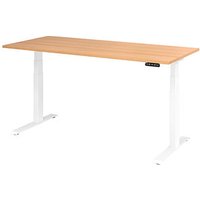 HAMMERBACHER XDKB19 elektrisch höhenverstellbarer Schreibtisch eiche rechteckig, C-Fuß-Gestell weiß 180,0 x 80,0 cm von HAMMERBACHER