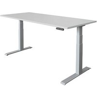 HAMMERBACHER XDKB19 elektrisch höhenverstellbarer Schreibtisch lichtgrau rechteckig, C-Fuß-Gestell silber 180,0 x 80,0 cm von HAMMERBACHER