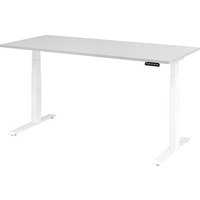 HAMMERBACHER XDKB19 elektrisch höhenverstellbarer Schreibtisch lichtgrau rechteckig, C-Fuß-Gestell weiß 180,0 x 80,0 cm von HAMMERBACHER