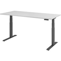 HAMMERBACHER XDKB19 elektrisch höhenverstellbarer Schreibtisch lichtgrau rechteckig, C-Fuß-Gestell grau 180,0 x 80,0 cm von HAMMERBACHER