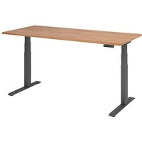 HAMMERBACHER XDKB19 elektrisch höhenverstellbarer Schreibtisch nussbaum rechteckig, C-Fuß-Gestell grau 180,0 x 80,0 cm von HAMMERBACHER