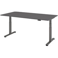 HAMMERBACHER XDSM2E elektrisch höhenverstellbarer Schreibtisch grafit rechteckig, T-Fuß-Gestell grau 200,0 x 100,0 cm von HAMMERBACHER