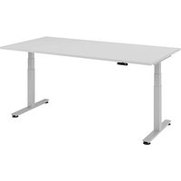 HAMMERBACHER XDSM2E elektrisch höhenverstellbarer Schreibtisch lichtgrau rechteckig, T-Fuß-Gestell silber 200,0 x 100,0 cm von HAMMERBACHER