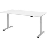 HAMMERBACHER XDSM2E elektrisch höhenverstellbarer Schreibtisch weiß rechteckig, T-Fuß-Gestell silber 200,0 x 100,0 cm von HAMMERBACHER