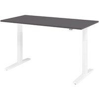 HAMMERBACHER XMKA16 elektrisch höhenverstellbarer Schreibtisch grafit rechteckig, C-Fuß-Gestell weiß 160,0 x 80,0 cm von HAMMERBACHER