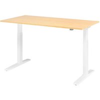 HAMMERBACHER XMKA16 elektrisch höhenverstellbarer Schreibtisch ahorn rechteckig, C-Fuß-Gestell weiß 160,0 x 80,0 cm von HAMMERBACHER