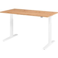 HAMMERBACHER XMKA16 elektrisch höhenverstellbarer Schreibtisch asteiche rechteckig, C-Fuß-Gestell weiß 160,0 x 80,0 cm von HAMMERBACHER