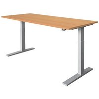 HAMMERBACHER XMKA19 elektrisch höhenverstellbarer Schreibtisch buche rechteckig, C-Fuß-Gestell silber 180,0 x 80,0 cm von HAMMERBACHER