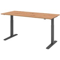 HAMMERBACHER XMKA19 elektrisch höhenverstellbarer Schreibtisch asteiche rechteckig, C-Fuß-Gestell grau 180,0 x 80,0 cm von HAMMERBACHER