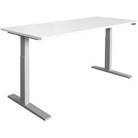 HAMMERBACHER XMKA19 elektrisch höhenverstellbarer Schreibtisch weiß rechteckig, C-Fuß-Gestell silber 180,0 x 80,0 cm von HAMMERBACHER