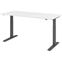 HAMMERBACHER XMKA19 elektrisch höhenverstellbarer Schreibtisch weiß rechteckig, C-Fuß-Gestell grau 180,0 x 80,0 cm von HAMMERBACHER
