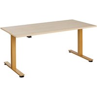 HAMMERBACHER XMST16 elektrisch höhenverstellbarer Schreibtisch eiche rechteckig, T-Fuß-Gestell gold 160,0 x 80,0 cm von HAMMERBACHER