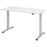 HAMMERBACHER XMST16 elektrisch höhenverstellbarer Schreibtisch weiß rechteckig, T-Fuß-Gestell silber 160,0 x 80,0 cm von HAMMERBACHER