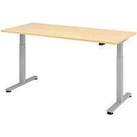 HAMMERBACHER XMST19 elektrisch höhenverstellbarer Schreibtisch ahorn rechteckig, T-Fuß-Gestell silber 180,0 x 80,0 cm von HAMMERBACHER