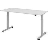 HAMMERBACHER XMST19 elektrisch höhenverstellbarer Schreibtisch lichtgrau rechteckig, T-Fuß-Gestell silber 180,0 x 80,0 cm von HAMMERBACHER